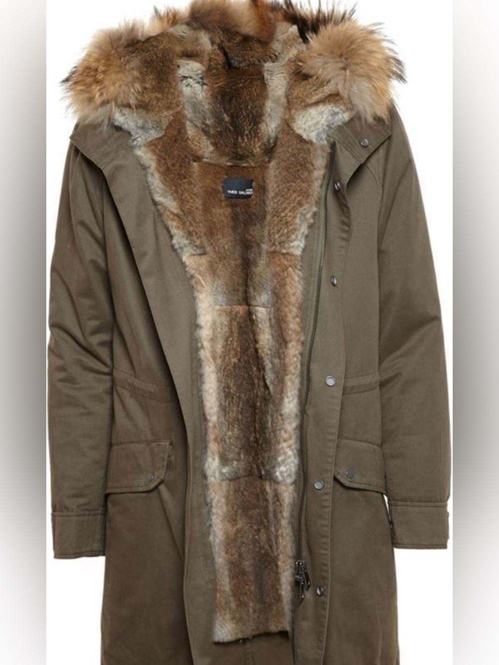 Yves Salomon Army Classic Rabbit Coyote Fur Lined Canvas Parka